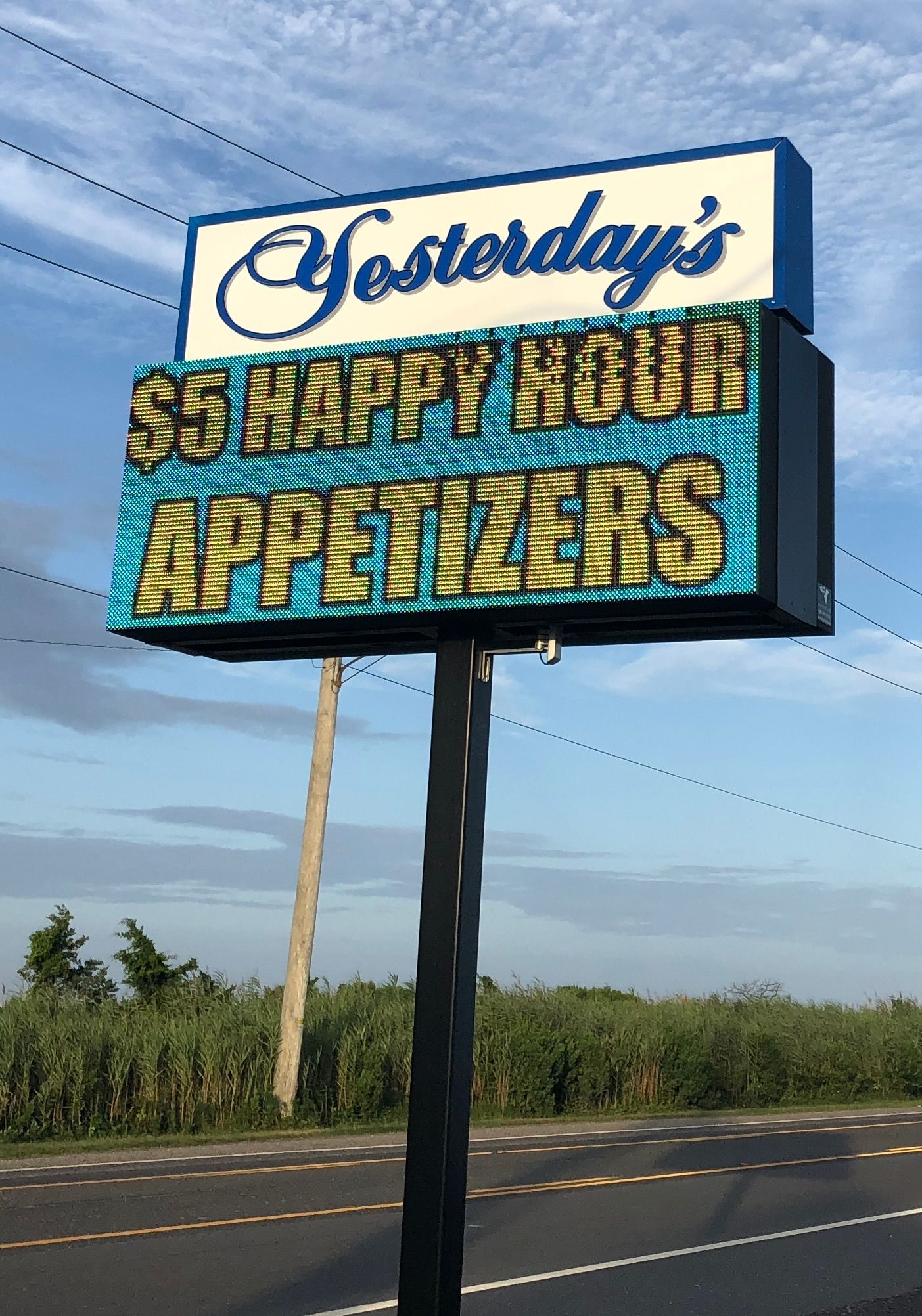Sign for Yesterday's restaurant with 
