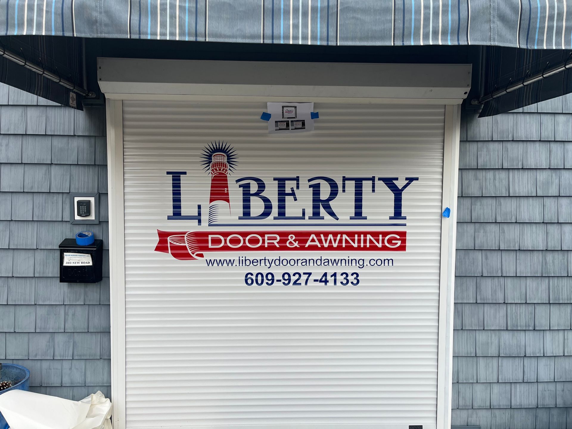 White rolling garage door with 