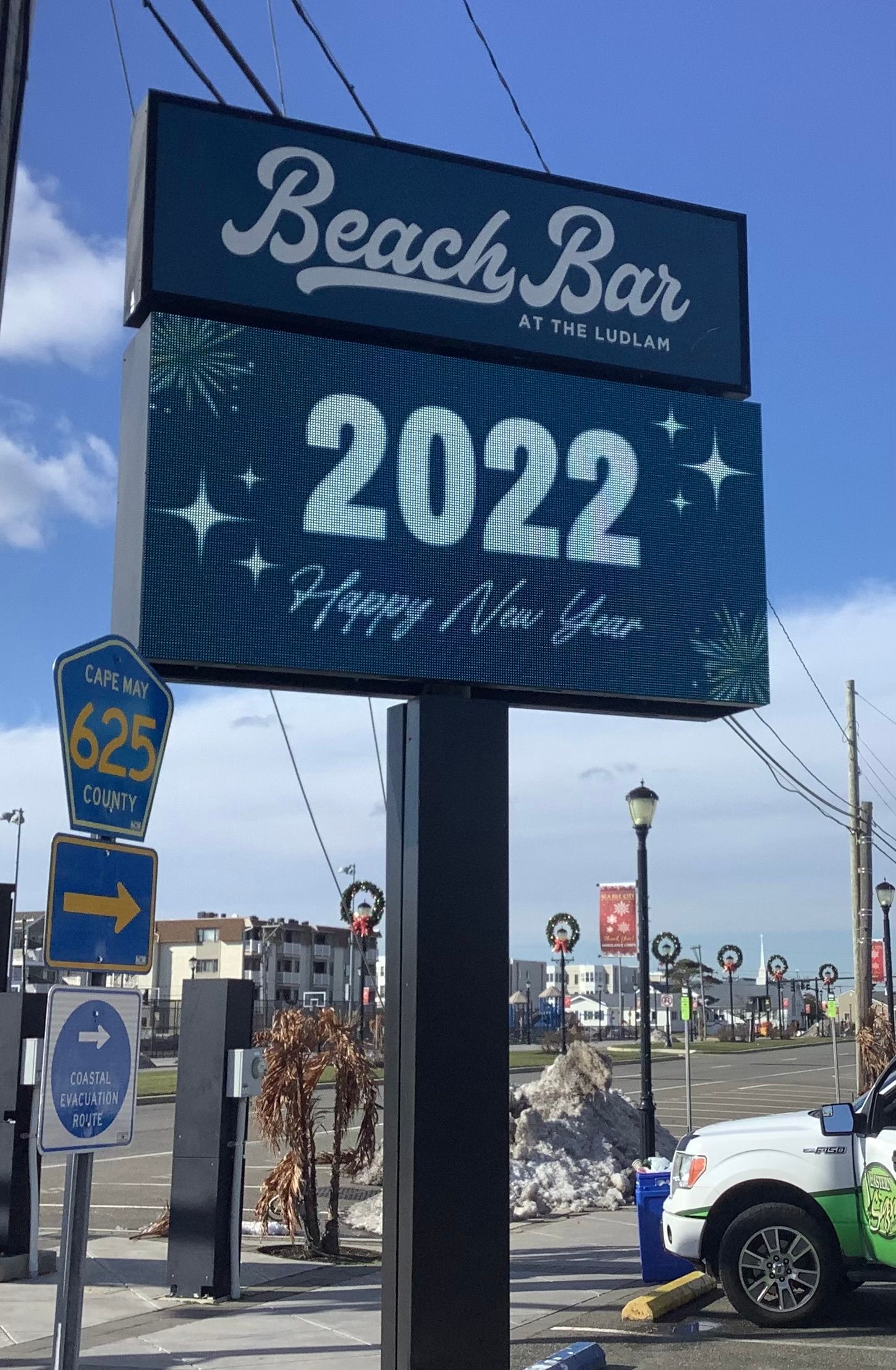 Beach Bar sign with 