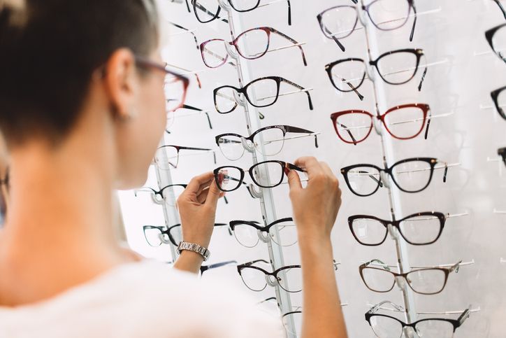 Woman in optical store