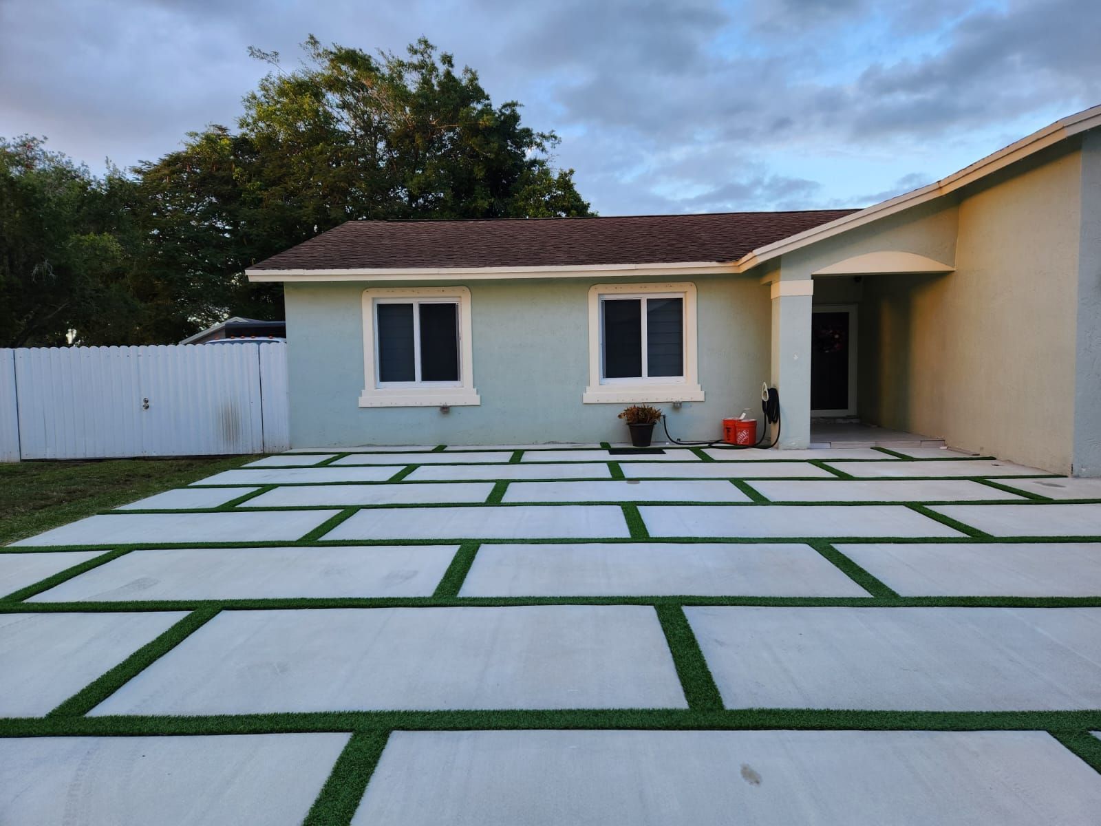 turf and pavers patio project in Miami FL