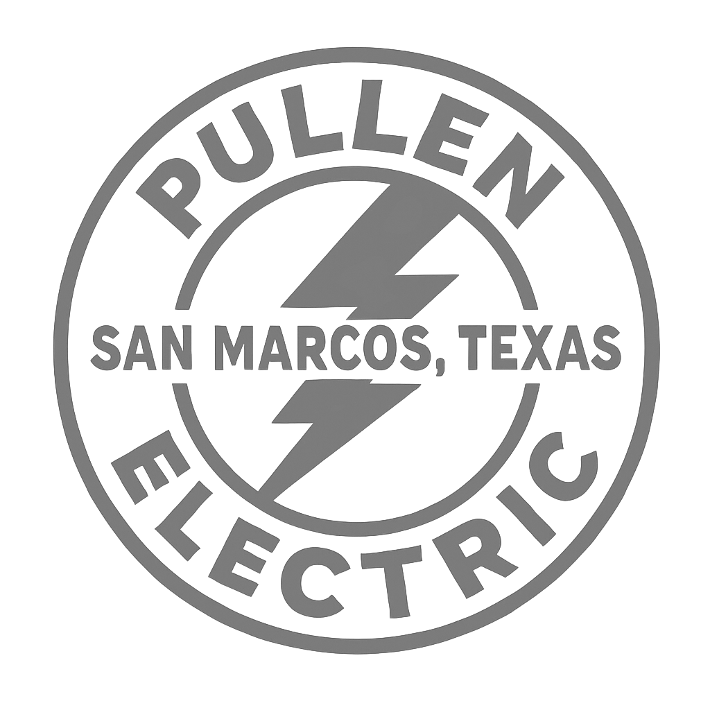 Pullen Electric logo: Gray circle with text
