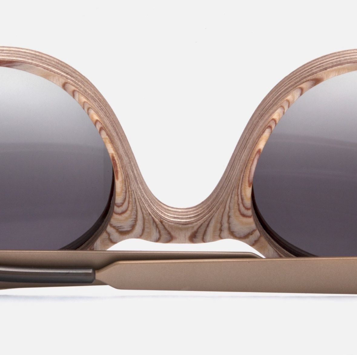 Nina Mur frame from the back, showing the beautiful wood it is created from.