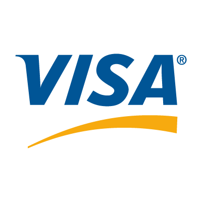 A blue and yellow visa logo on a white background