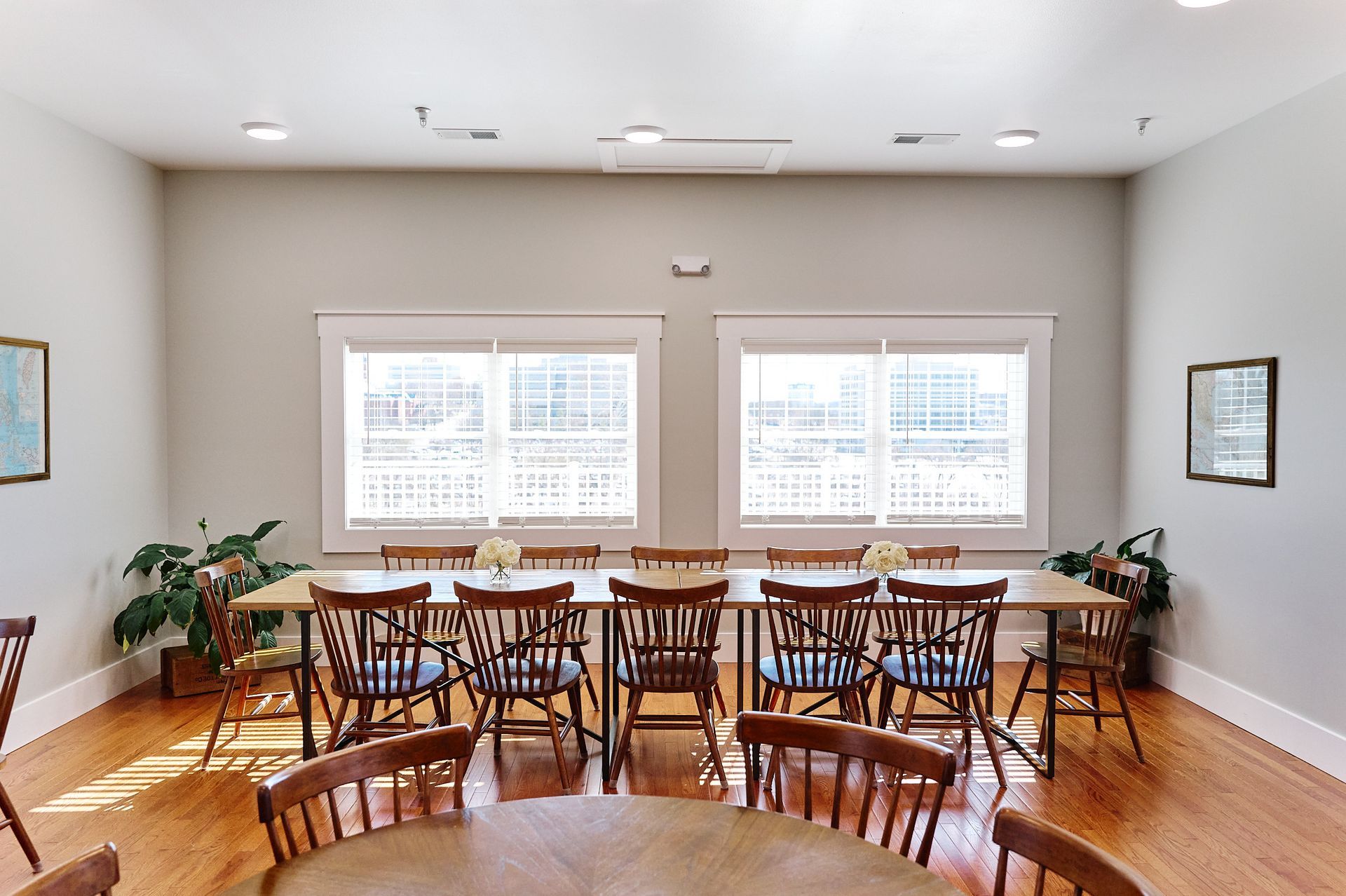 A Long Table in Long Story Coffee, Perfect for Hosting Private Events in Mid-Missouri.