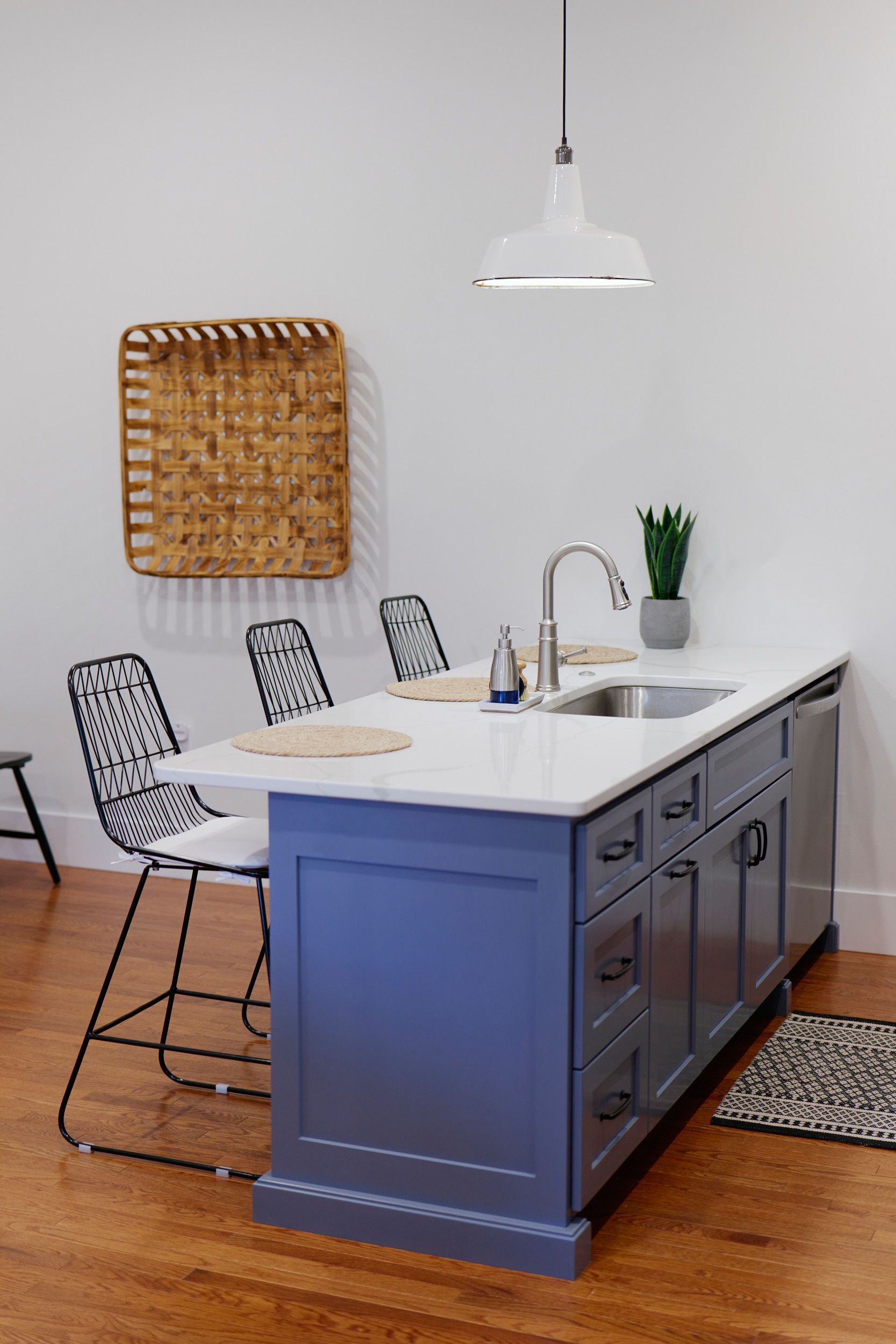 Full View of Kitchen Island at Three Story Coffee's Short-Term Rental in Jefferson City, MO.
