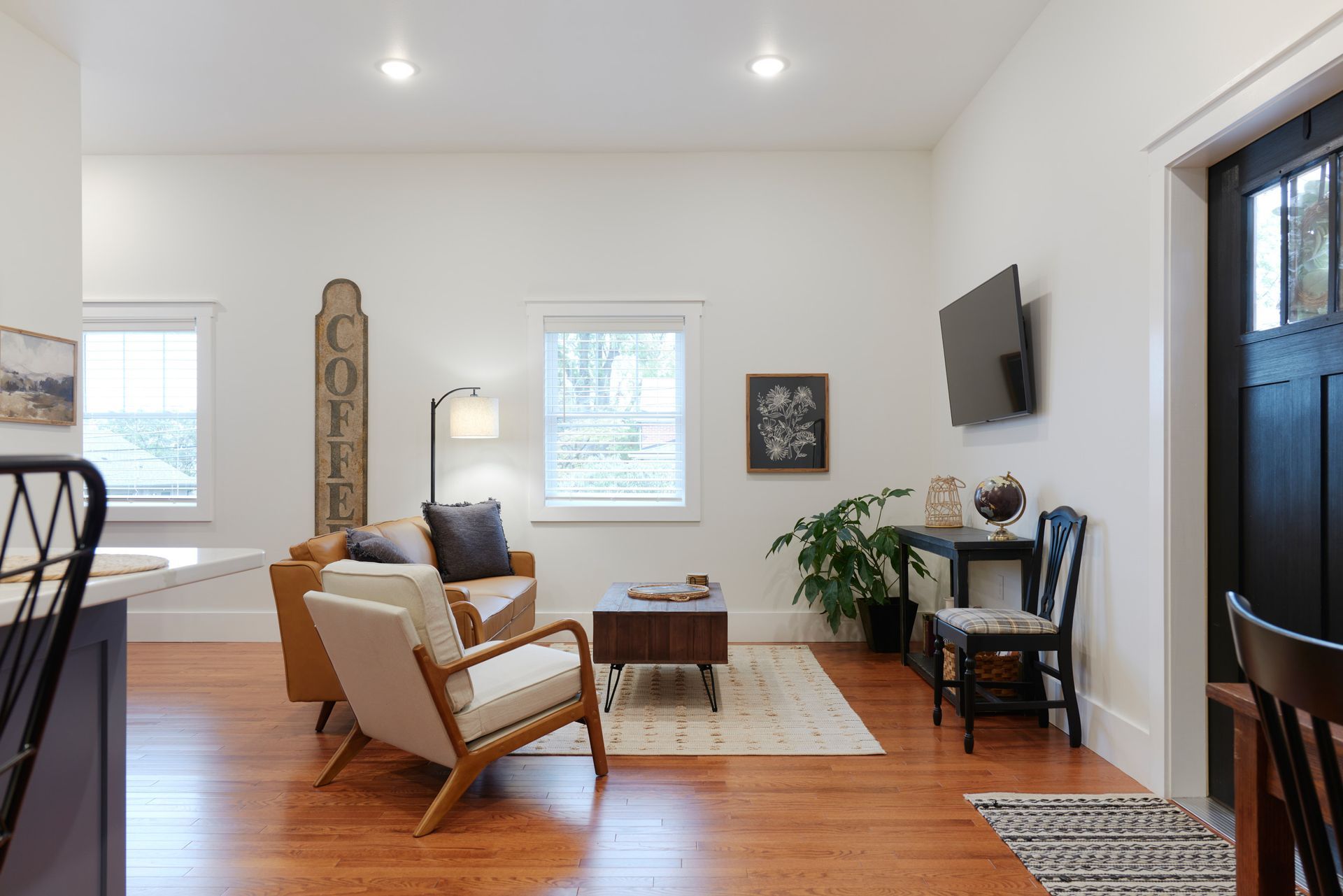 A Cozy Living Room From Three Story Coffee's Short-Term Rental Space in Mid-Missouri.