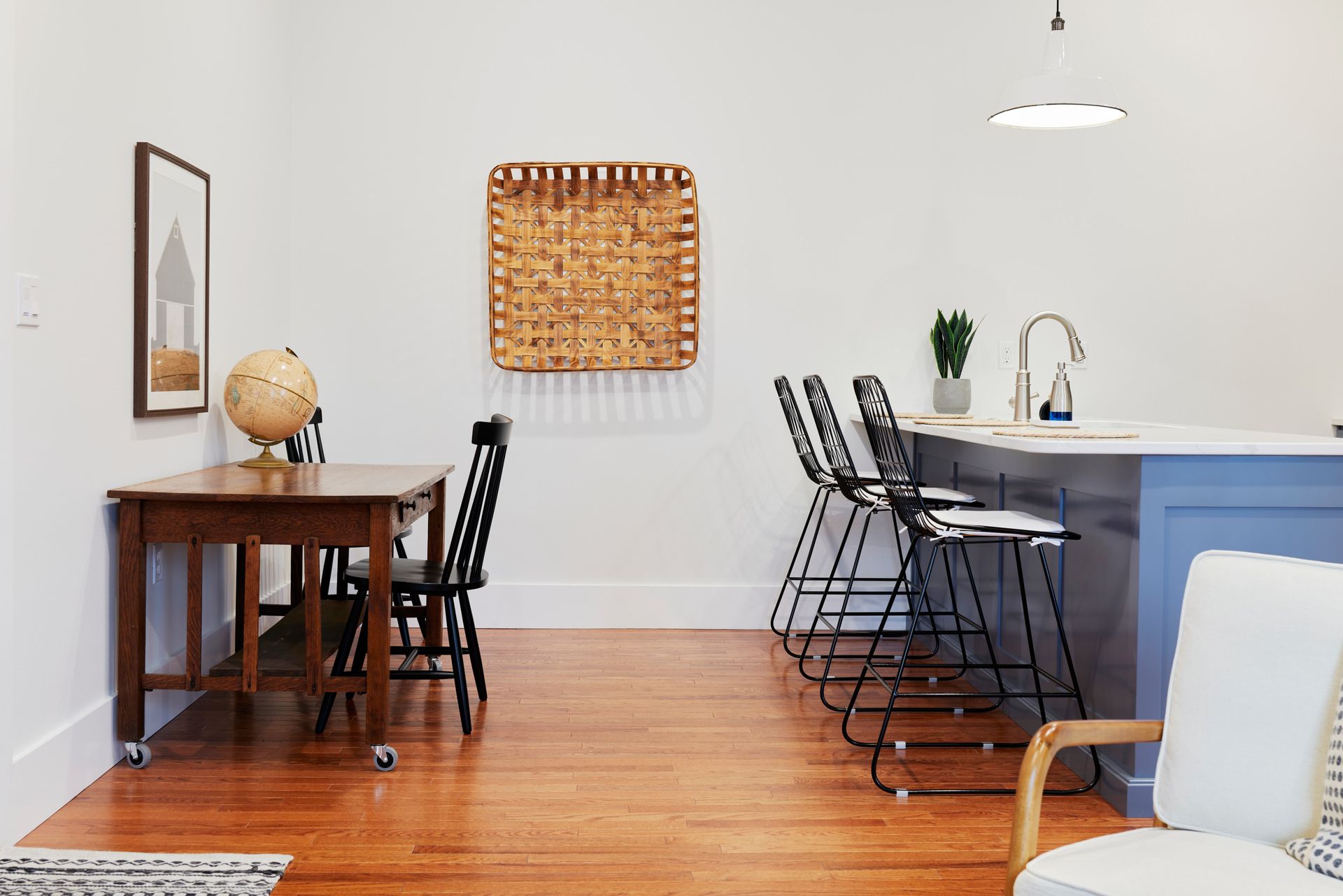 Study Desk & Kitchen Island at Three Story Coffee's Vacation Rental in Jefferson City, MO.