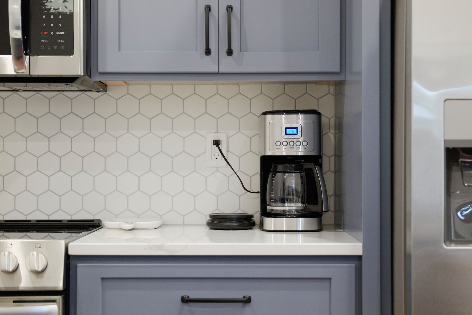 A Coffee Maker on the Counter at Three Story Coffee's Vacation Rental in Jefferson City, MO.