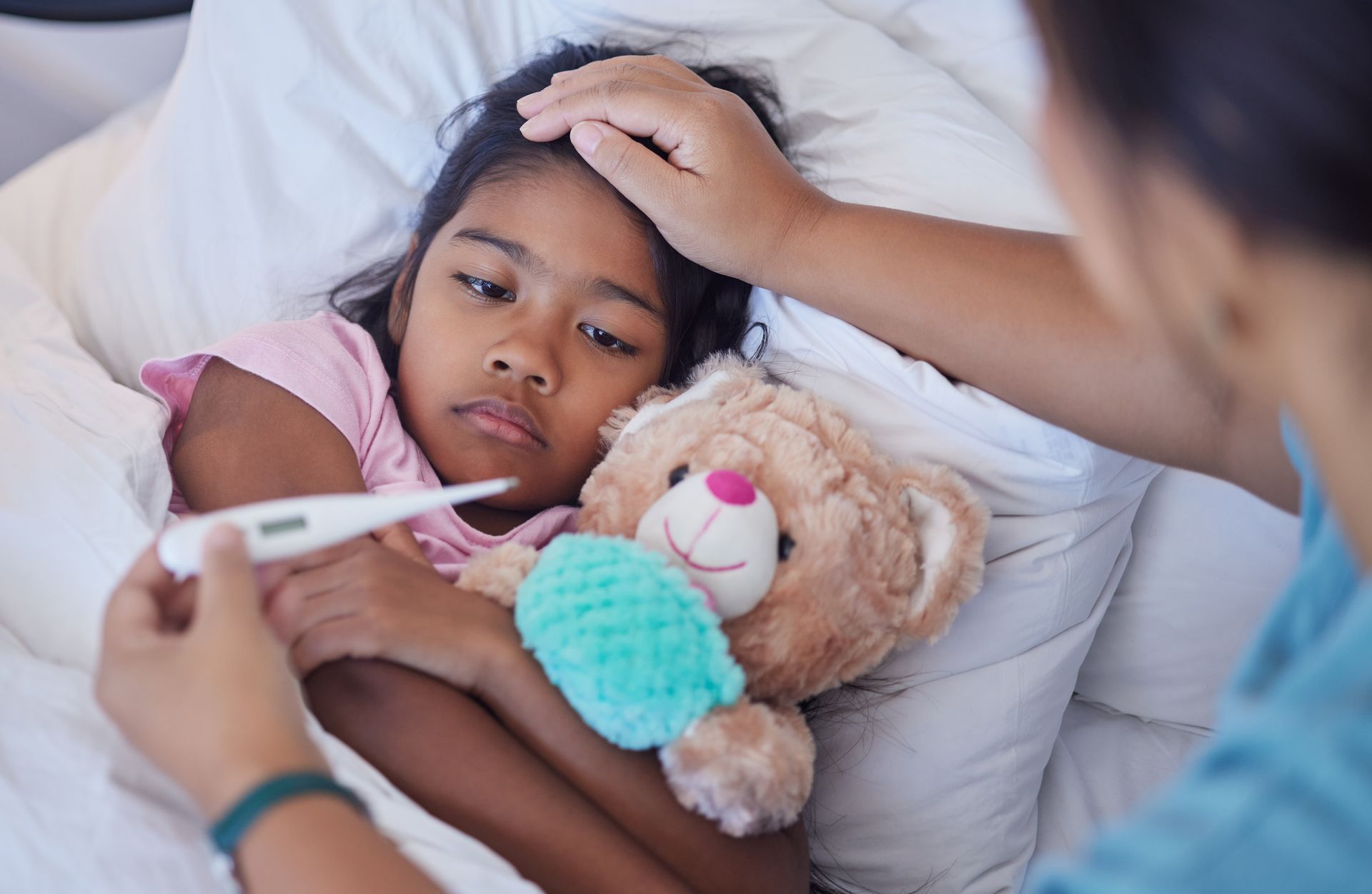 parent at home with sick child