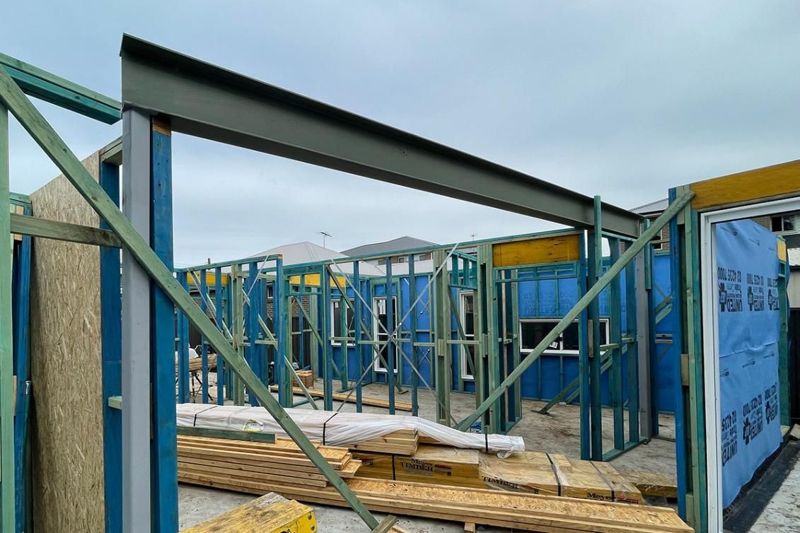 A House Is Being Built with A Lot of Wood and Metal — Optimum Aluminium Fabrication in Barrack Heights, NSW