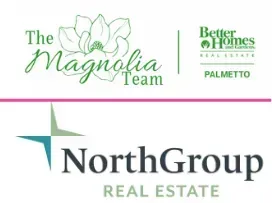 A logo for the magnolia team real estate with a magnolia flower.
