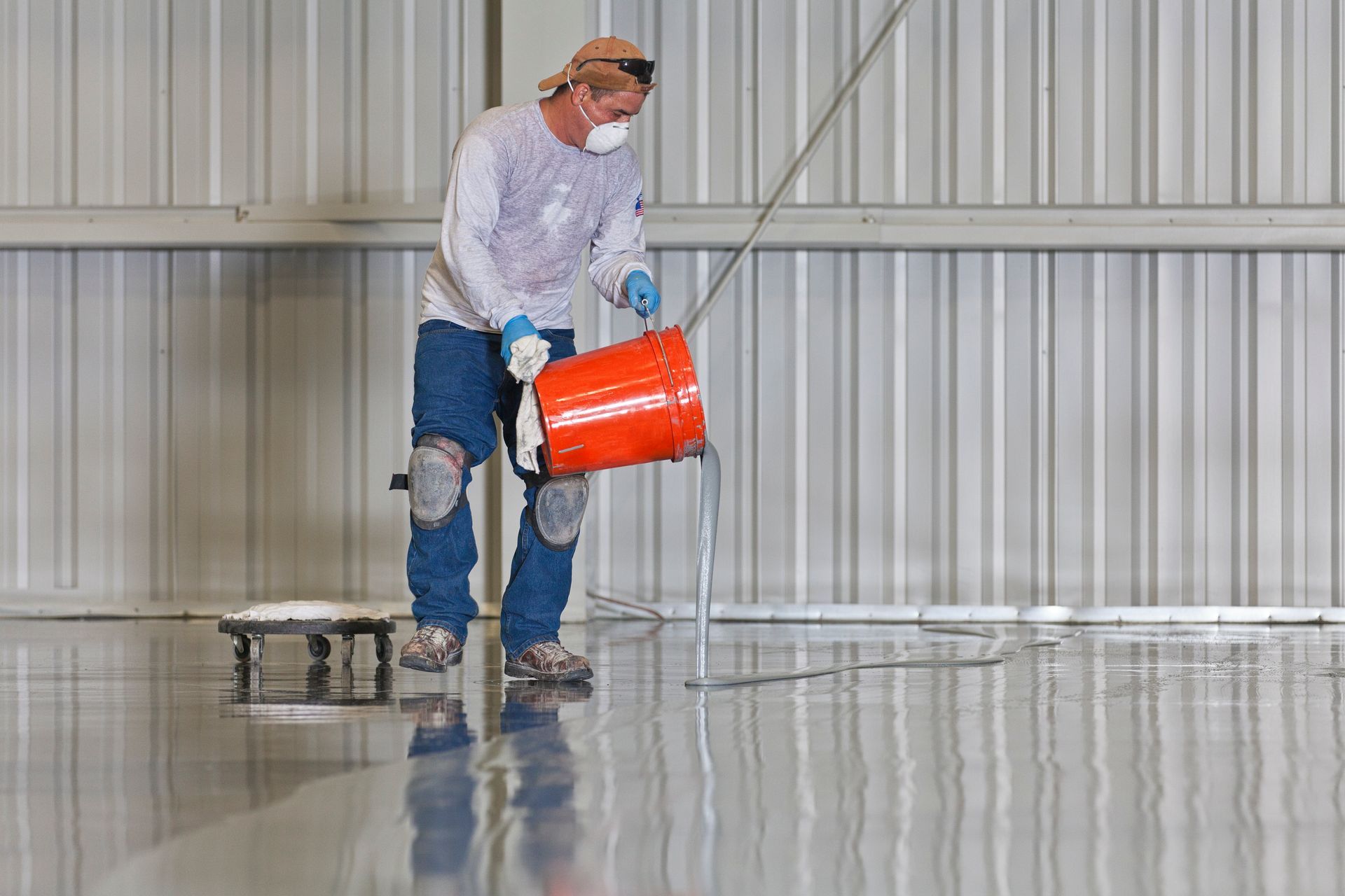 Professional epoxy flooring in a commercial industrial setting.