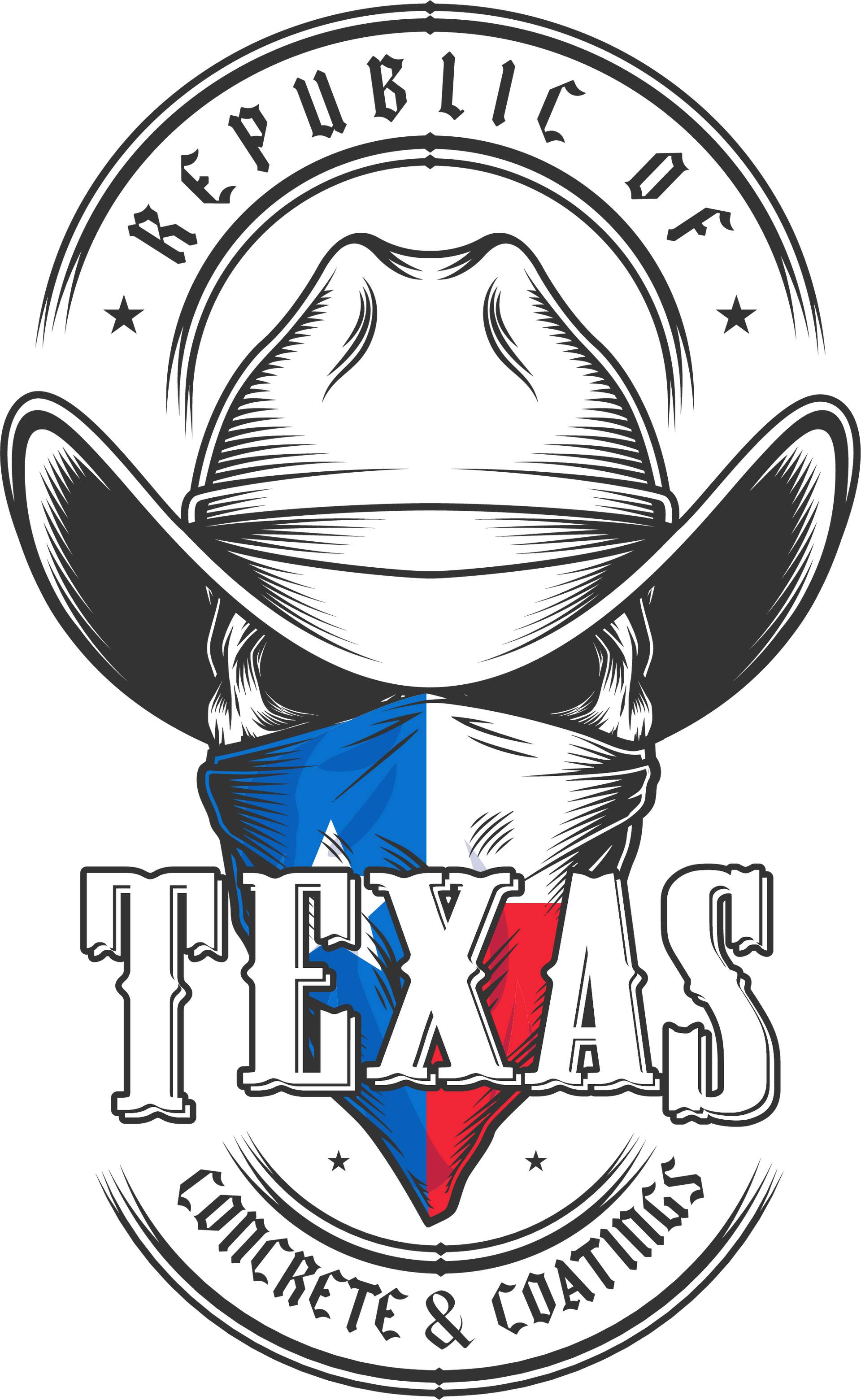 Logo: Cowboy with Texas flag bandana, 