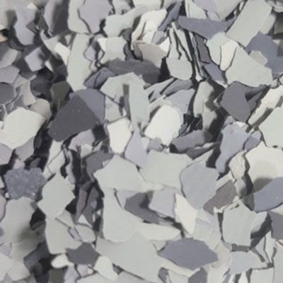 Gray and white epoxy floor chips.