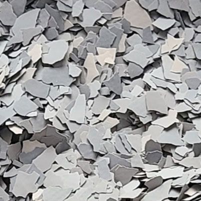 Gray and white decorative floor chips.
