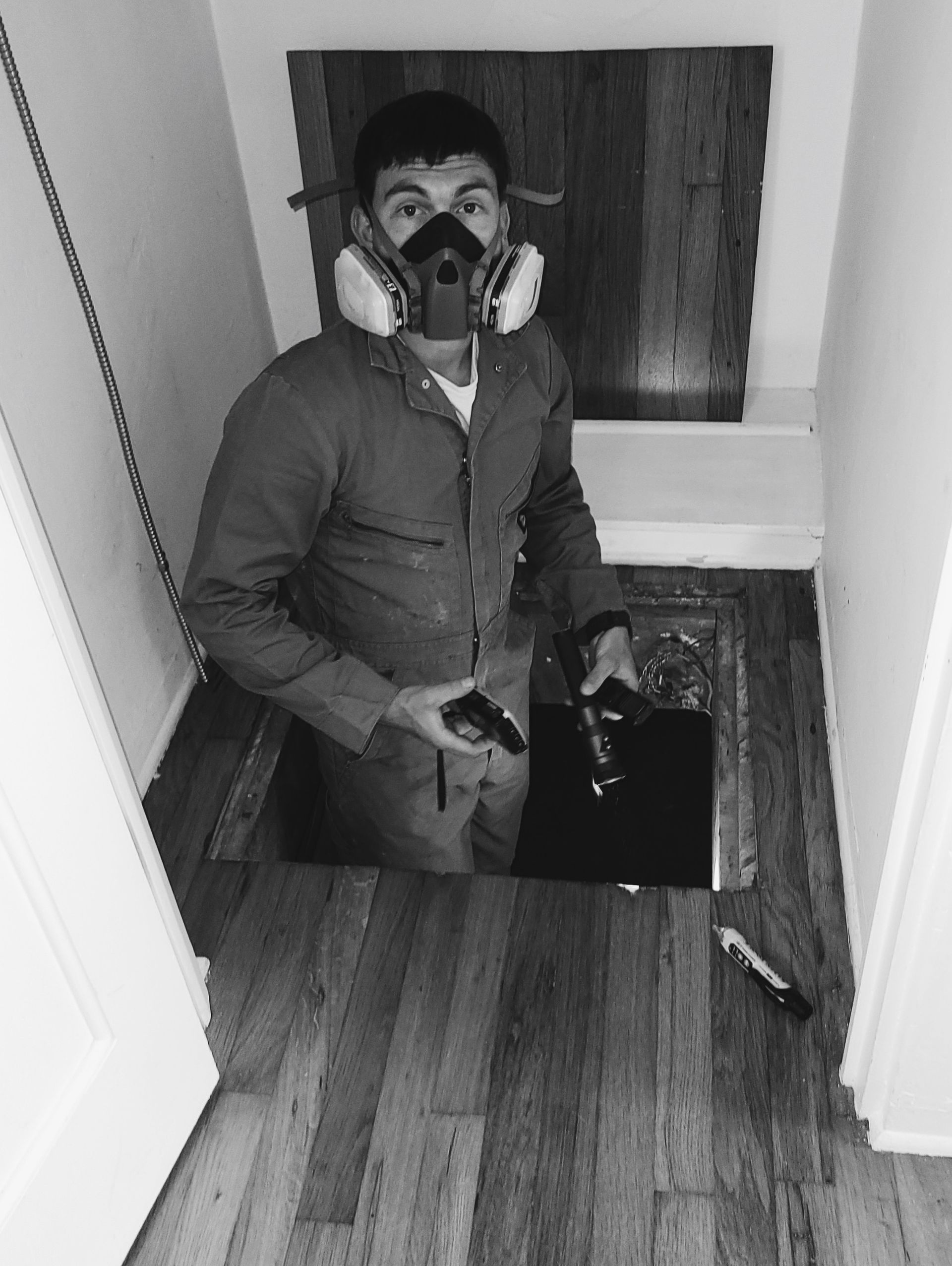 Employees Wearing a Crawl Suit — Atascadero, CA — O'Brien Building Inspections Inc.