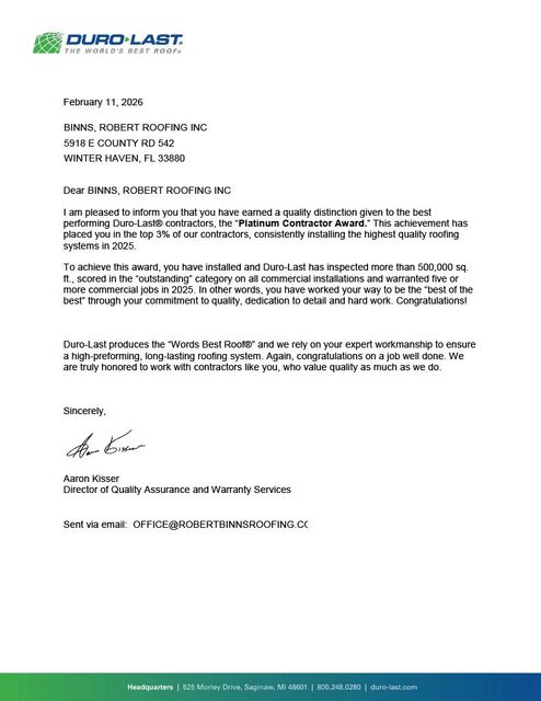 2026 Duro last letter
