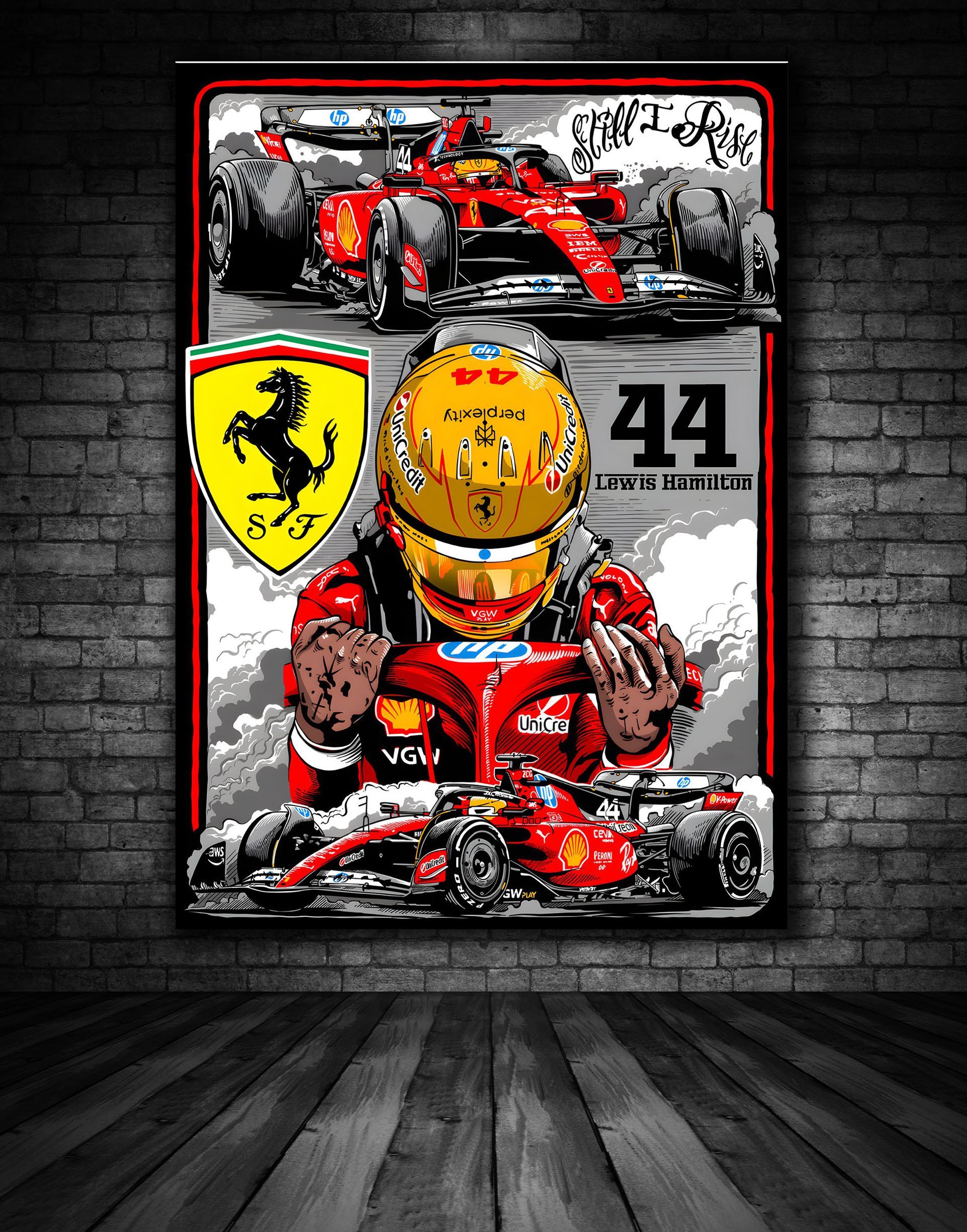 Lewis Hamiliton Ferrari Print 2