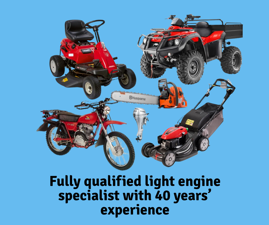 A Man Is Pushing an Orange Lawn Mower on A Lush Green Lawn — S&A Automotive Repairs Pty Ltd In Yarrawonga, VIC