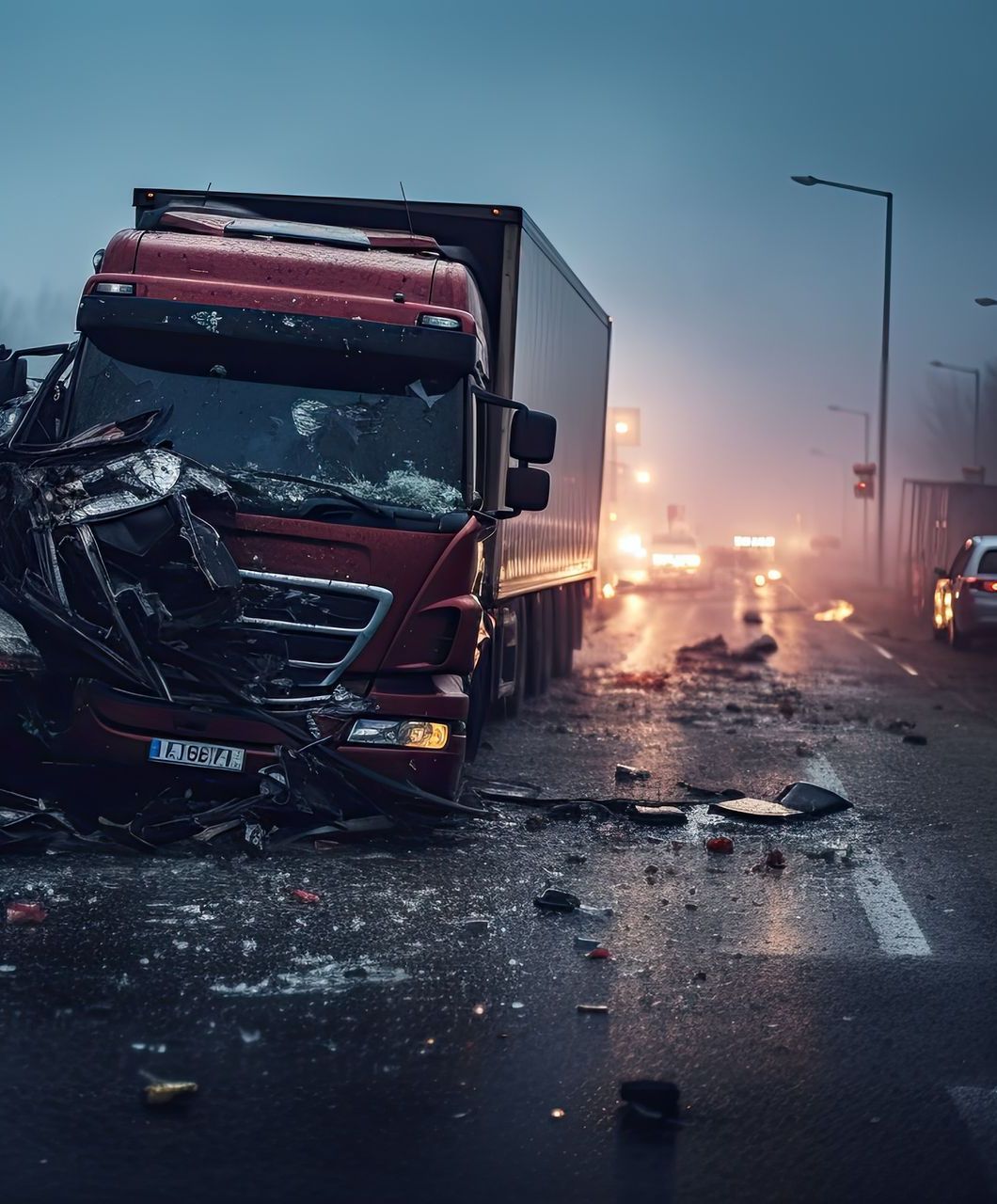 A truck that has been damaged in a traffic accident