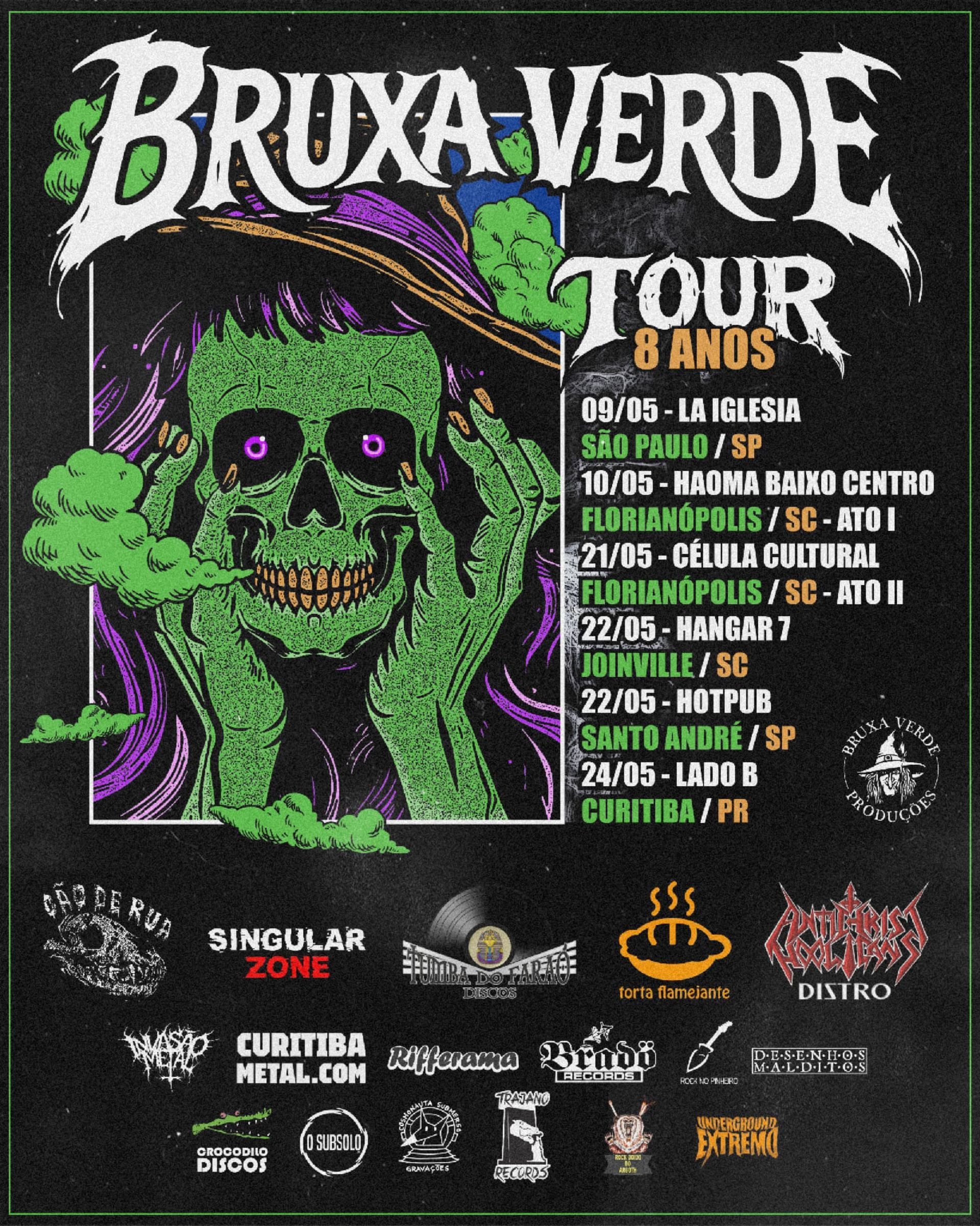 Bruxa Verde Produções celebra 8 anos com circuito de shows pelo Brasil em maio