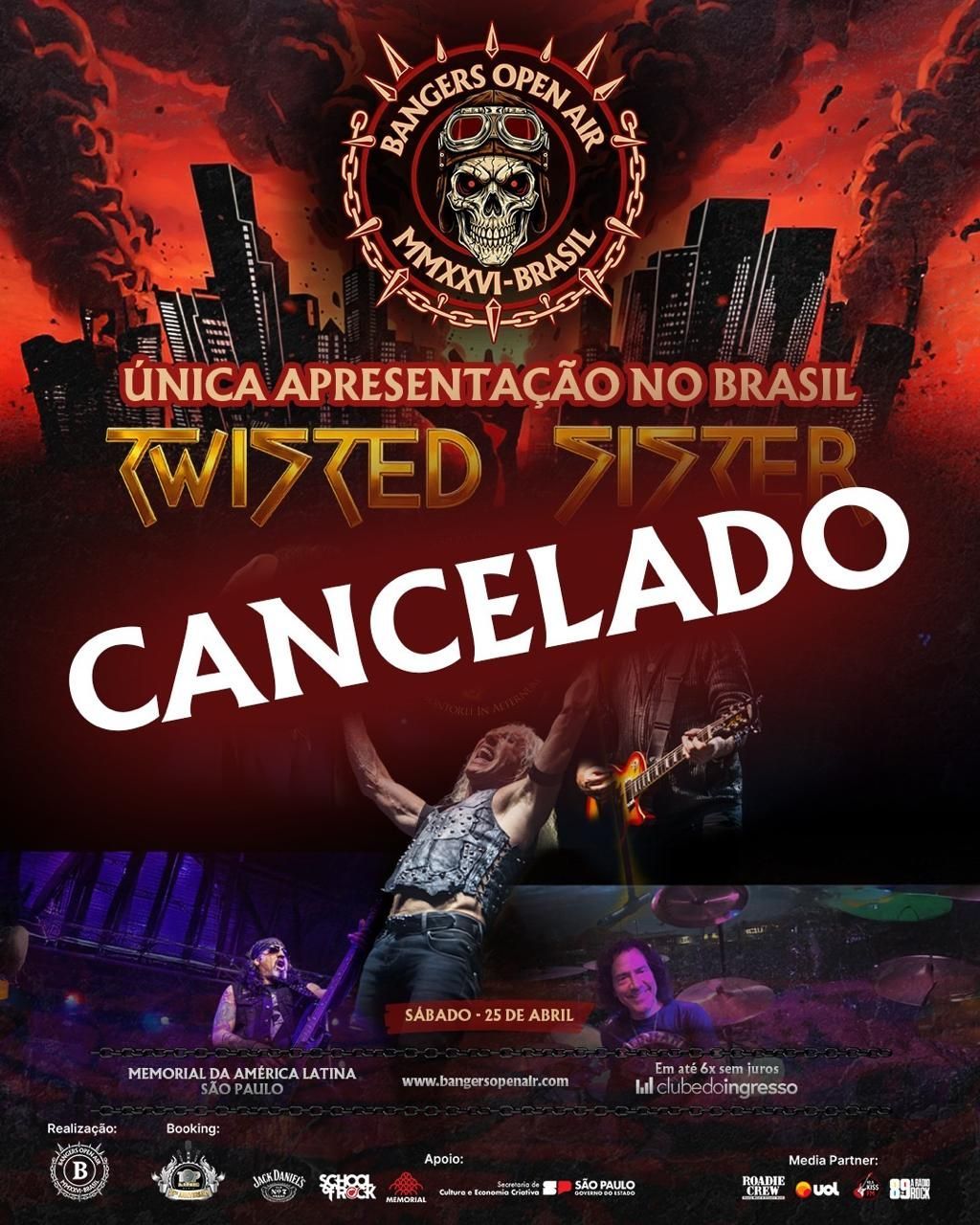 Twisted Sister cancela shows comemorativos de 50 anos  incluindo apresentação no Bangers Open Air