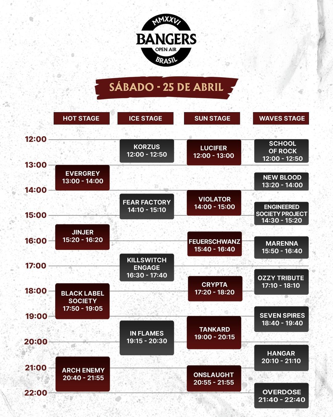 horários, bangers open air