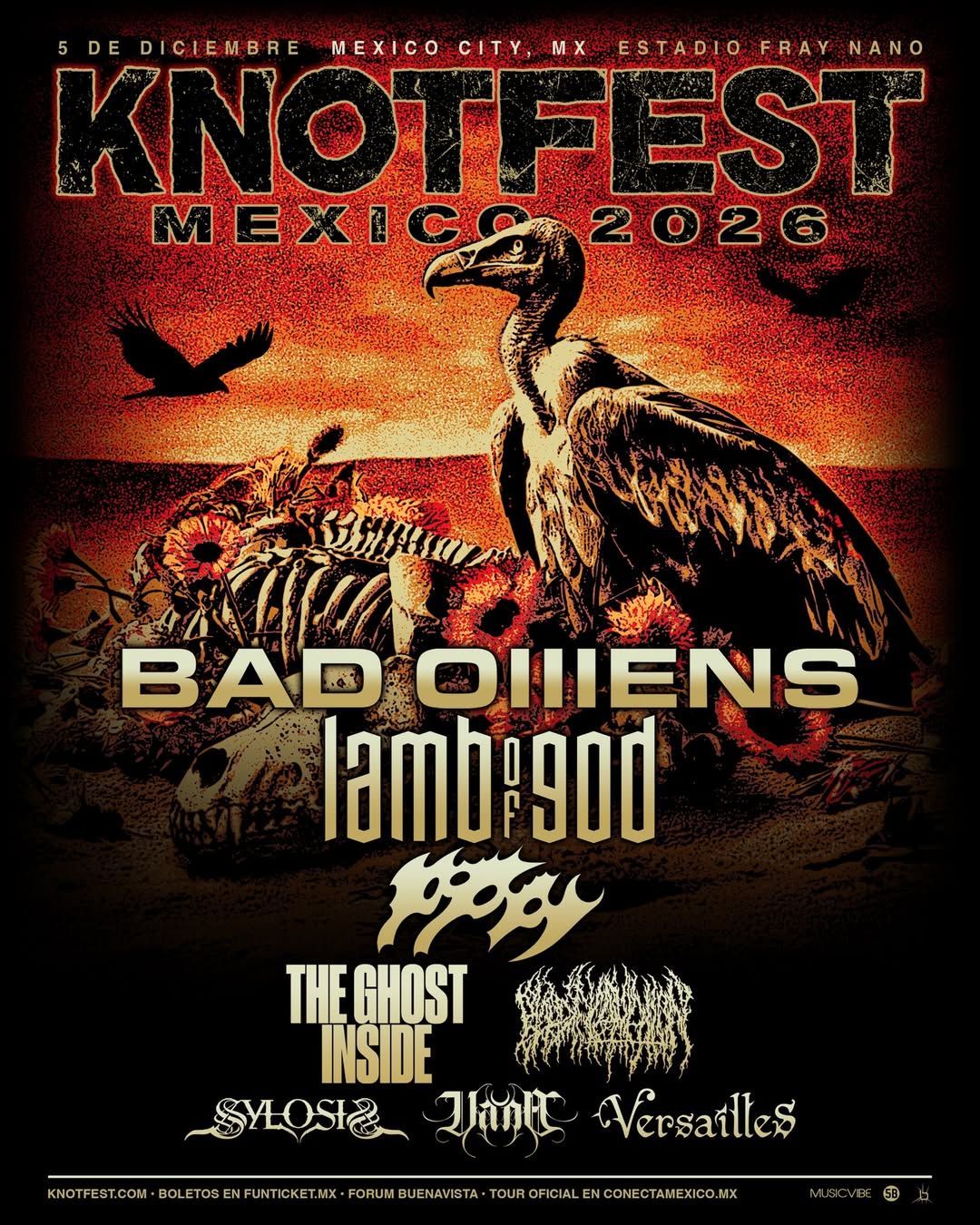 Knotfest México 2026 anuncia lineup com Bad Omens, Lamb of God e Poppy