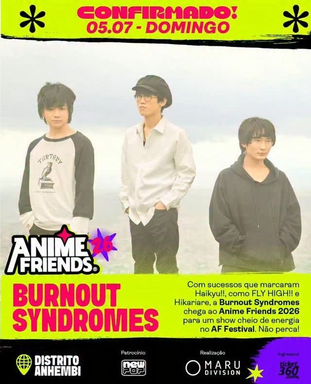 BURNOUT SYNDROMES se junta ao Anime Friends 2026 e reforça domingo do AF Festival ao lado de ASIAN K