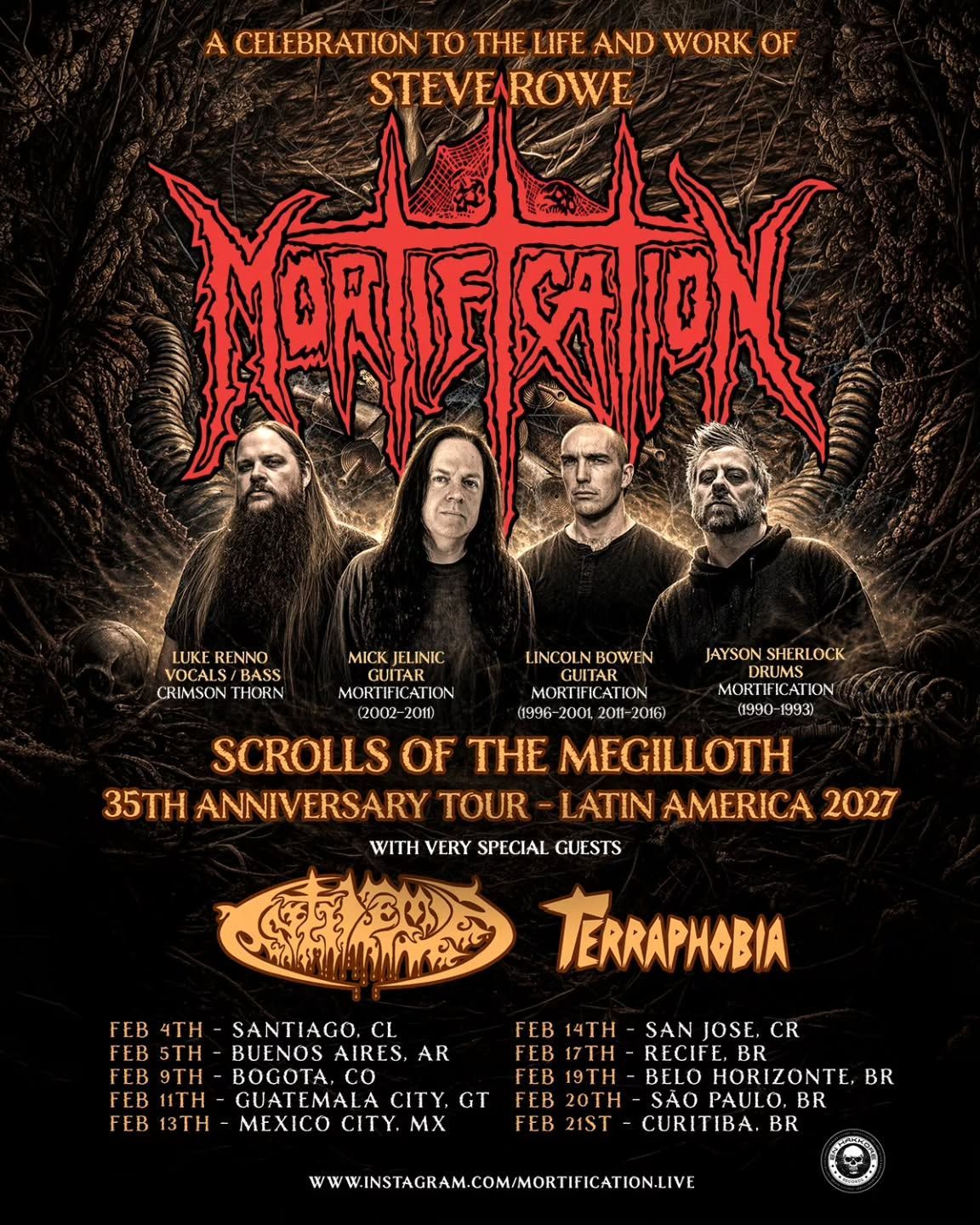 Mortification retorna aos palcos e confirma turnê latino-americana com shows no Brasil em fevereiro