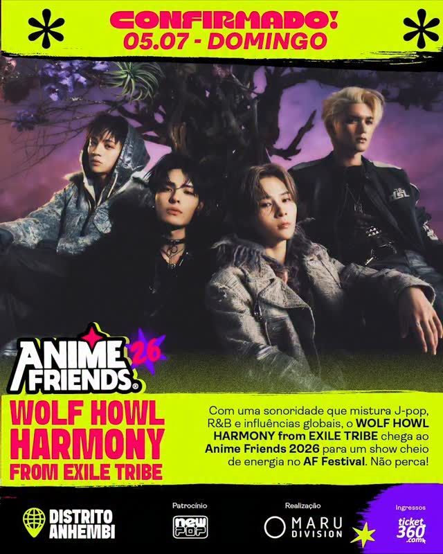 WOLF HOWL HARMONY estreia no Anime Friends 2026 e leva nova geração do J-pop ao AF Festival