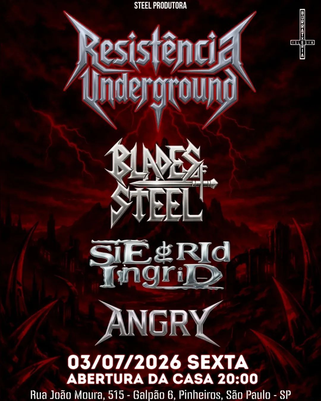 Resistência Underground reúne Blades of Steel, Siegrid Ingrid e Angry em São Paulo