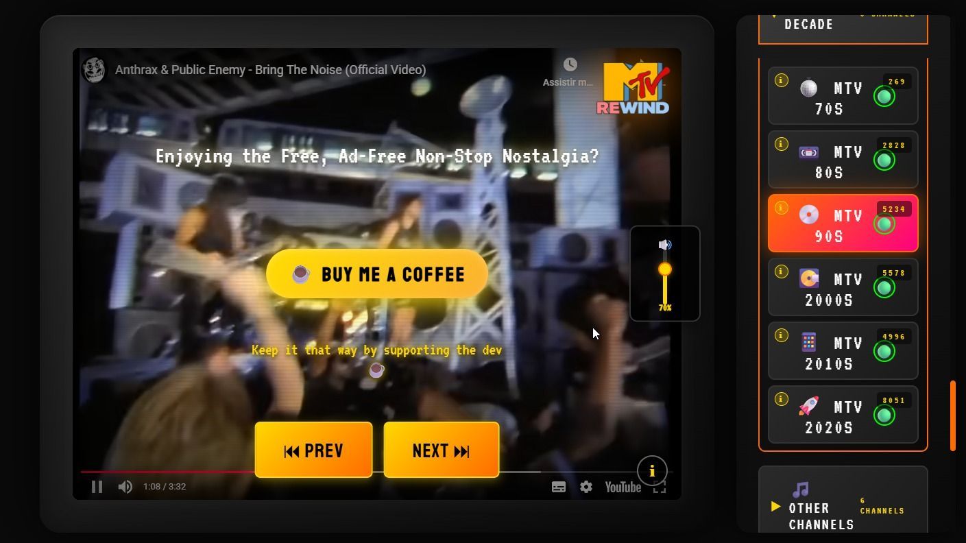 Site recria experiência clássica da MTV com programação contínua e gratuita de videoclipes