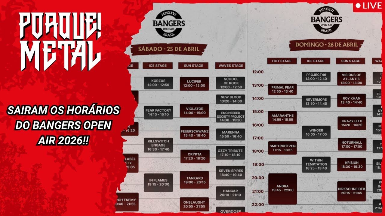 Live React: Horários do Bangers Open Air
