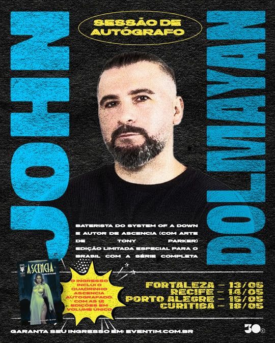 John Dolmayan anuncia sessões de autógrafos no Brasil para divulgar HQ “ASCENCIA”