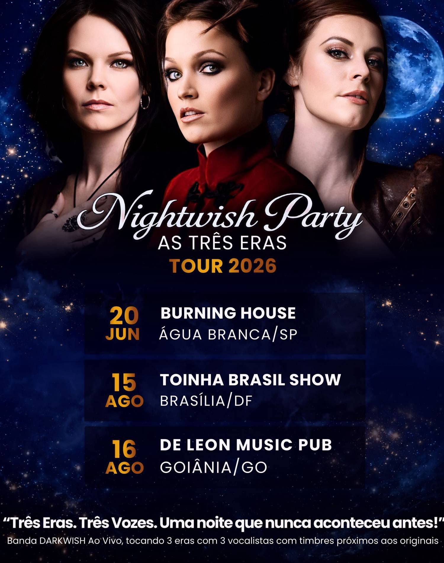 Nightwish Party – As Três Eras anuncia turnê brasileira com espetáculo dedicado às fases vocais da b