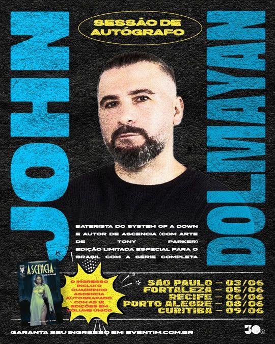John Dolmayan, do System Of A Down, traz sessões de autógrafos da HQ “ASCENCIA” ao Brasil