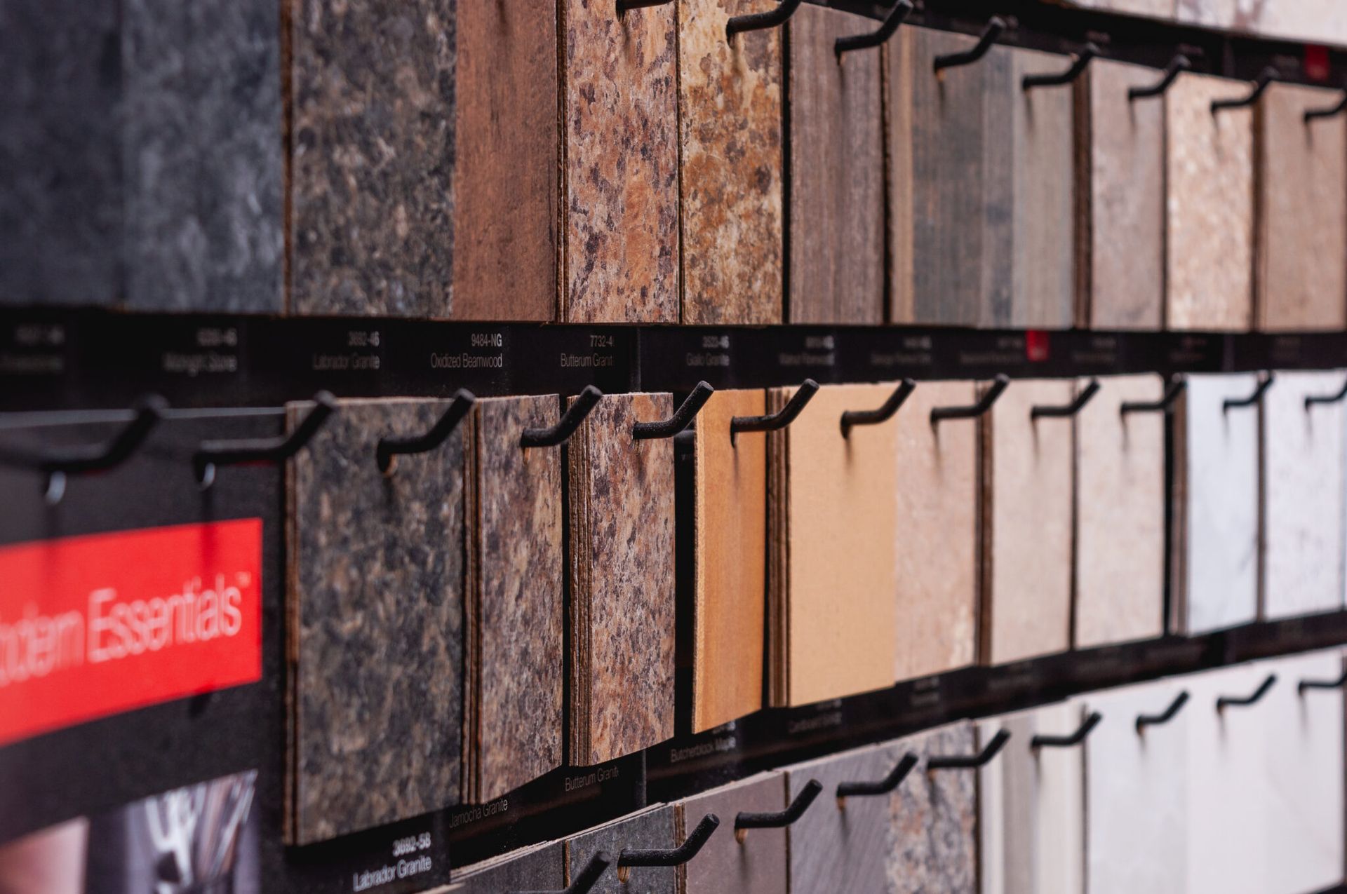 A display of different types of tiles in a store.