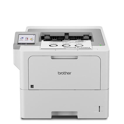 A brother printer is sitting on a white surface.