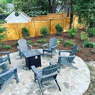 outdoor fireplace and firepit