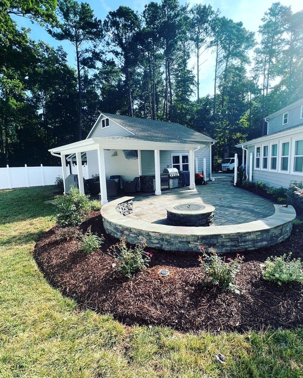 Backyard Landscape Services near patio from Brookscapes LLC