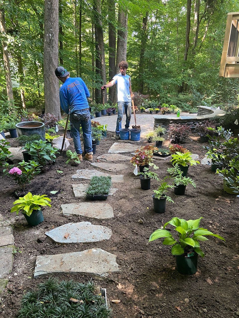 Backyard patio installation landscape work from Brookscapes LLC
