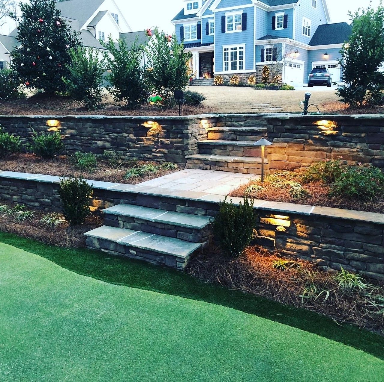 Retaining wall garden bed from Brookscapes LLC serving Raleigh, Apex and Wake Forest NC