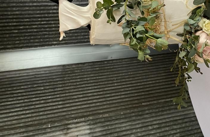 wedding cake with greenery