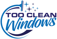 A logo for a company called too clean windows.