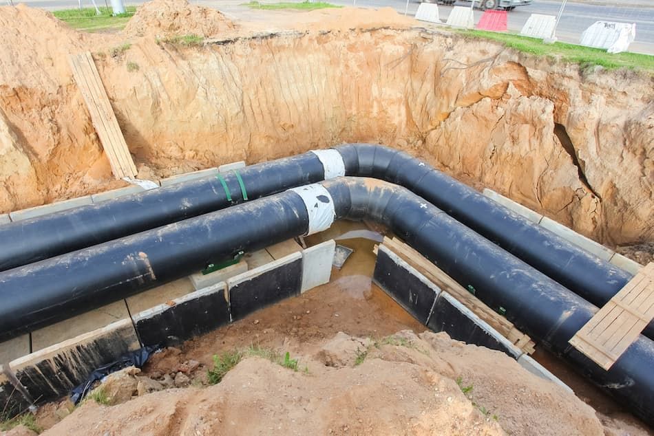 A Group of Utility Pipes In A Trench — Water Testing on the Sunshine Coast, QLD