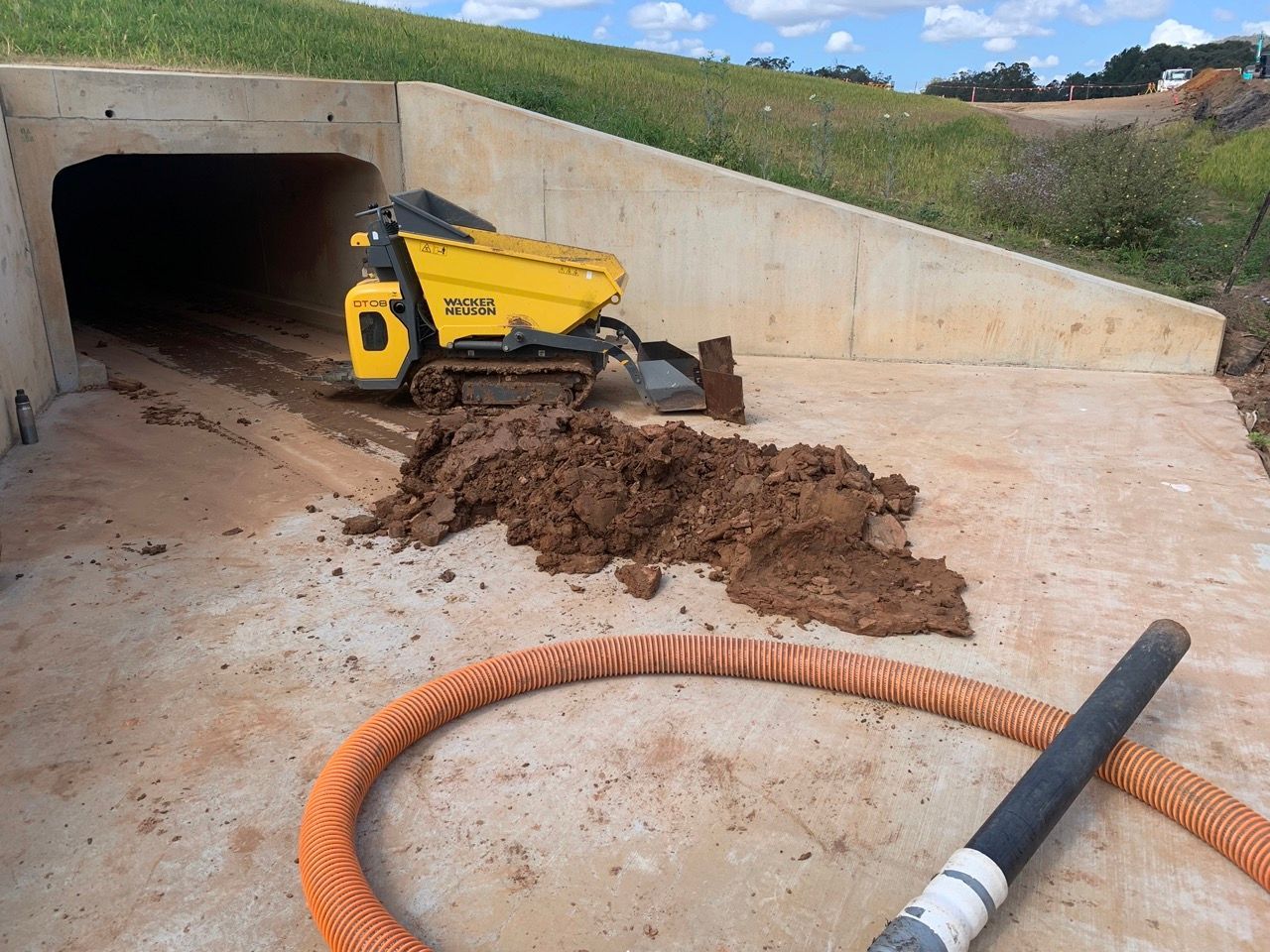 tunnel with excavator