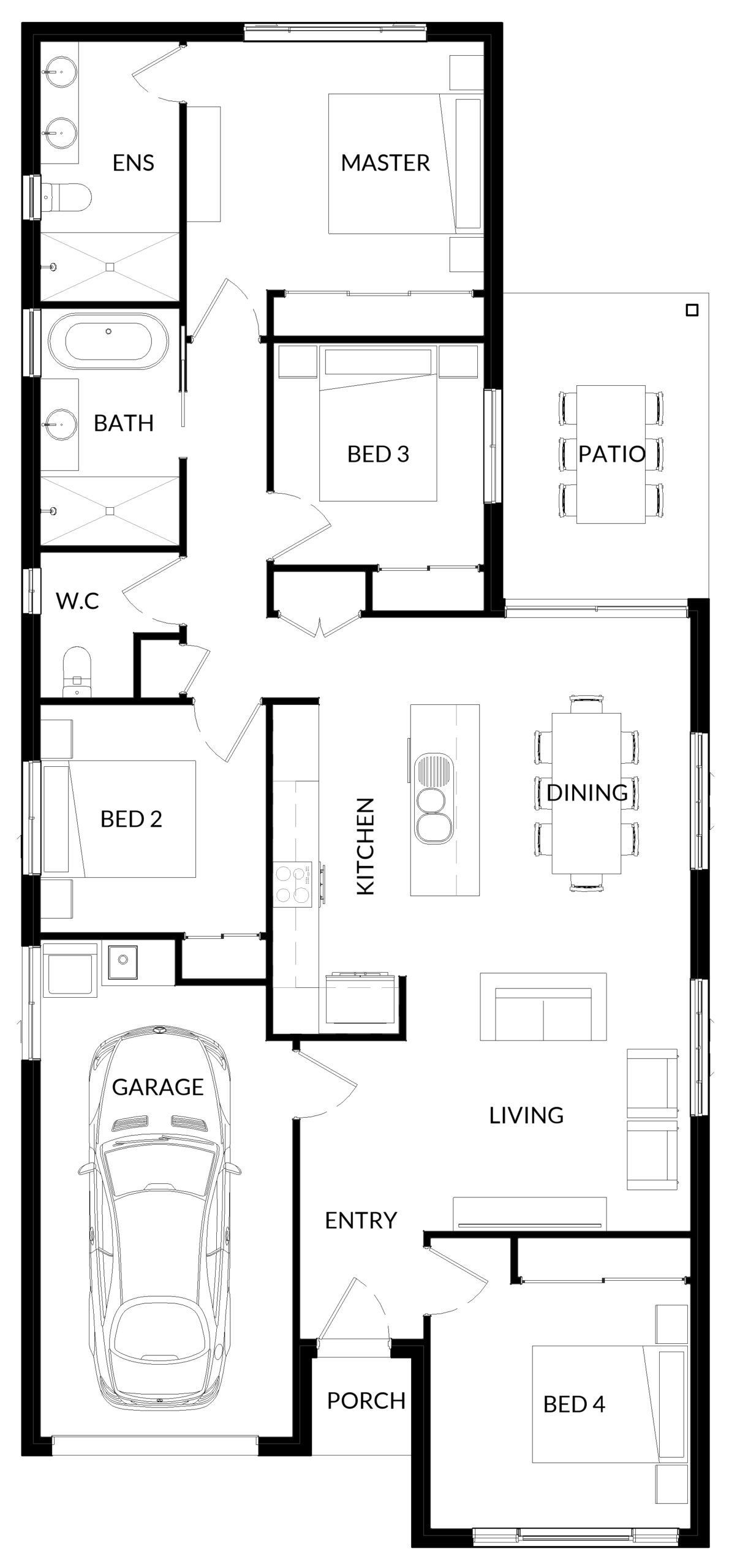 The Namoi by Single Builders is a contemporary home series designed for modern living on small blocks.