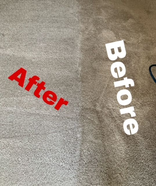 A before and after picture of a carpet